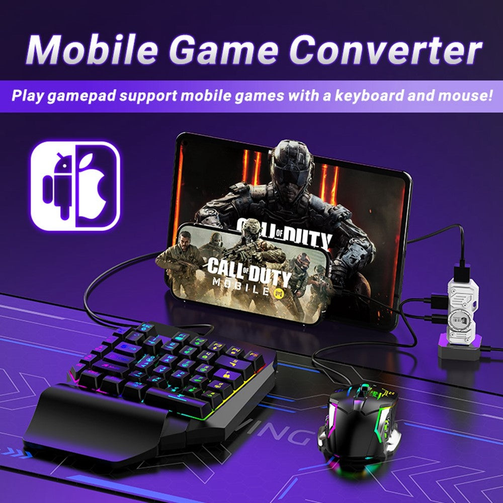 GAMWING M9 5-in-1 Wired + Bluetooth-compatible Dual Mode Mobile Game Converter with Keyboard and Mouse Set